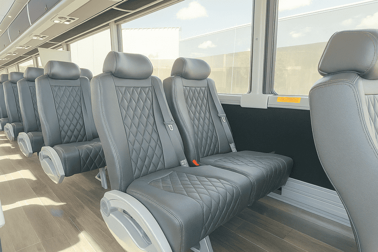 interior of Pittsburgh Shuttle Bus Rentals charter bus